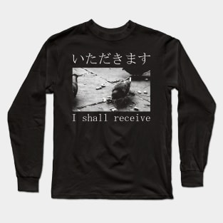 Itadakimasu Pigeon eating bread Long Sleeve T-Shirt